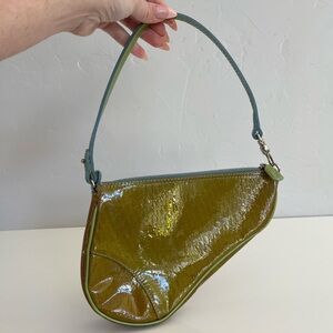 Auth VTG DIOR Monogram Patent Leather Saddle Bag